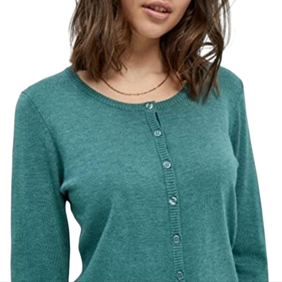 EDDIE BAUER Classic Cardigan Long Sleeve Sweater Seaglass Green Medium Tall - Picture 8 of 9